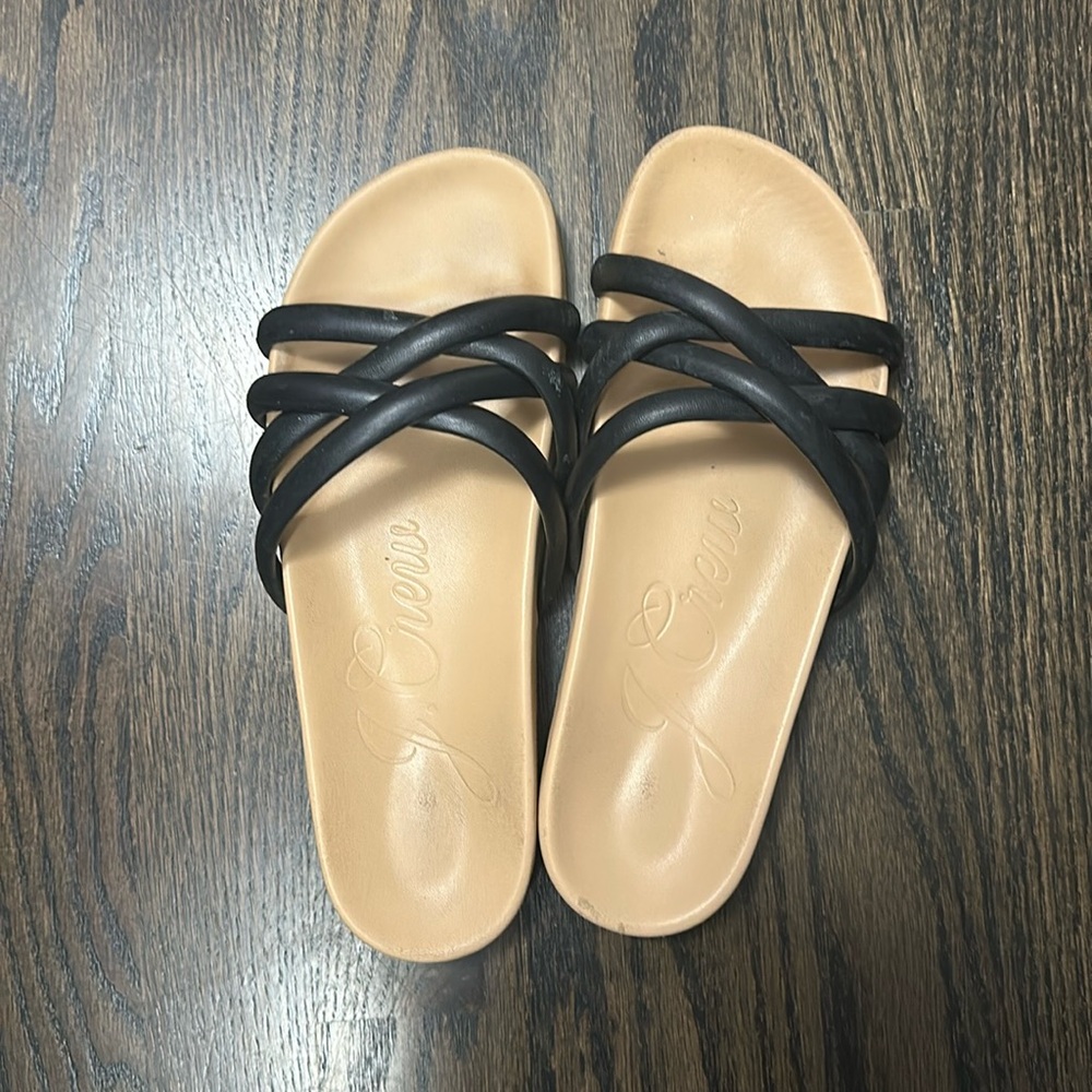 J.Crew black and tan size 8 slides
